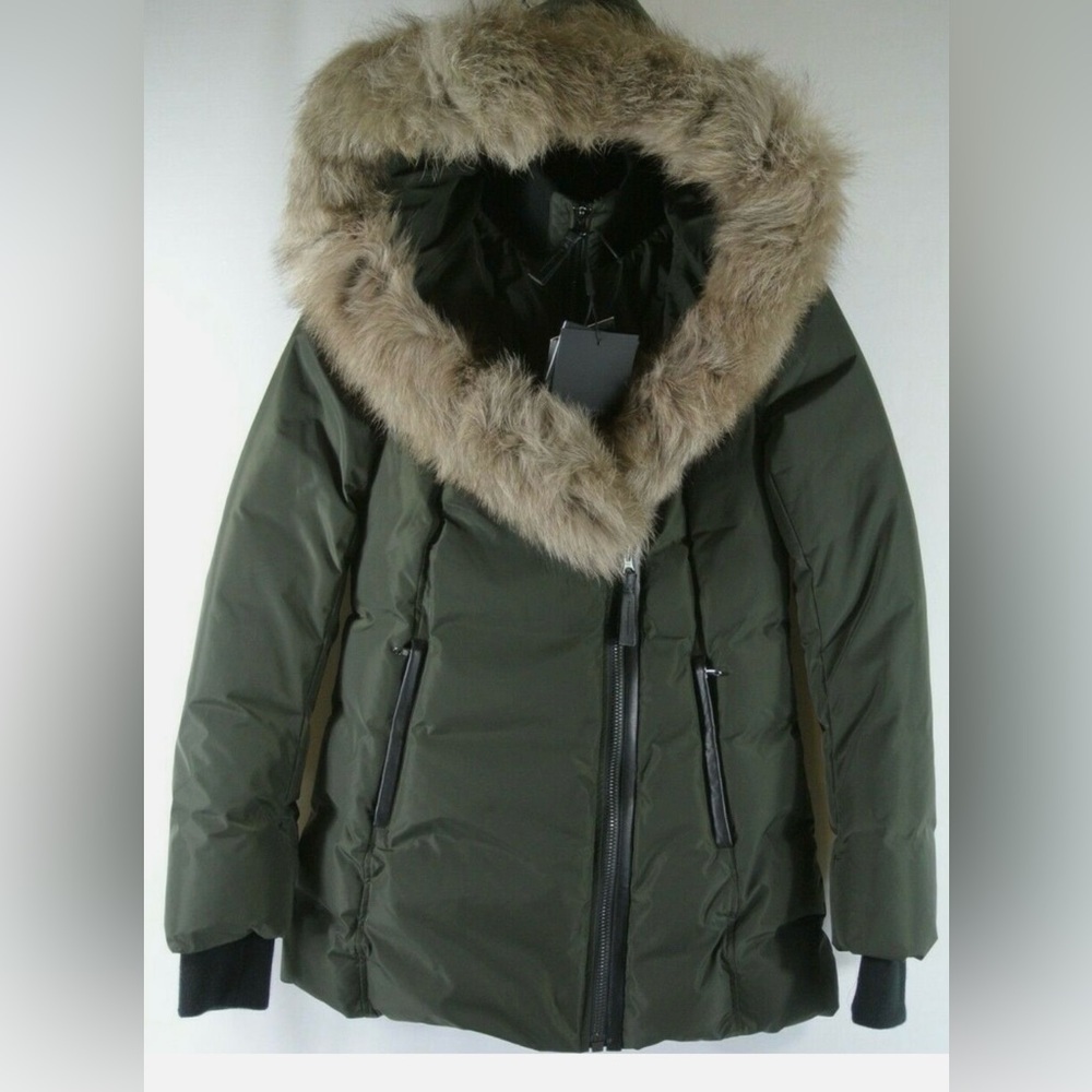 NWT MACKAGE Adali Down
Coat with natural Fur Trim in
Color: Green-Size: XS